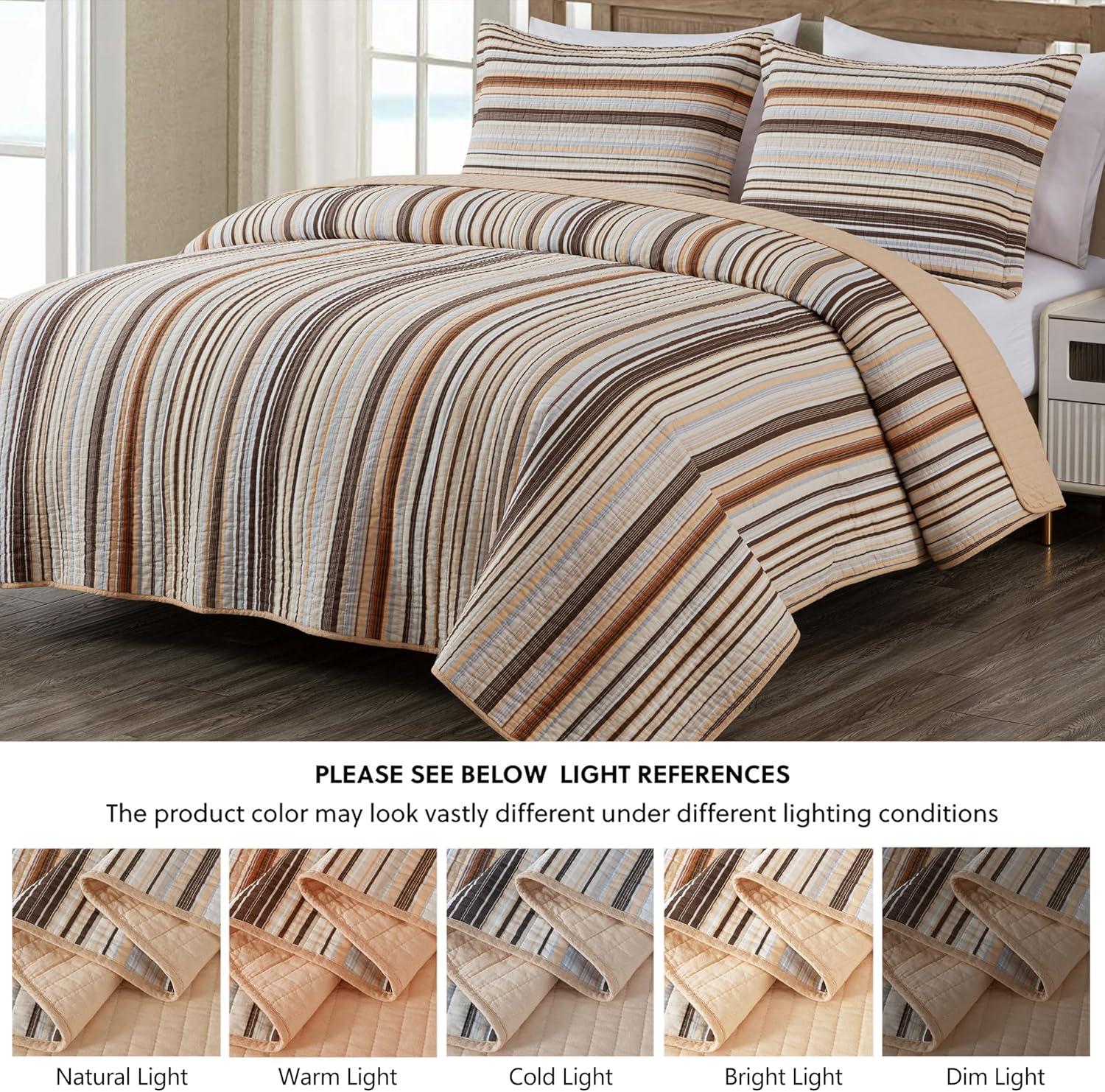 Cotton Quilted Striped Quilt Set