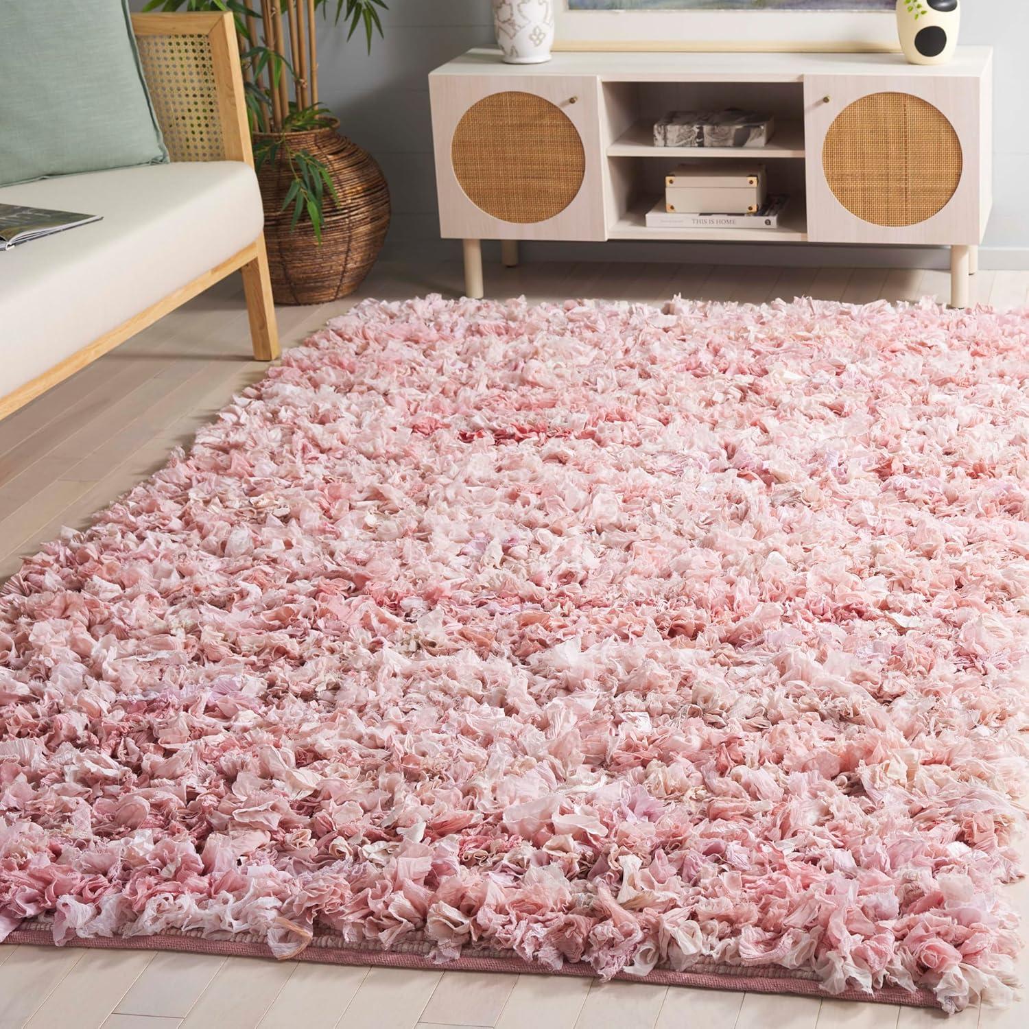 SAFAVIEH Glen Solid Plush Shag Area Rug, Pink, 6' x 9'