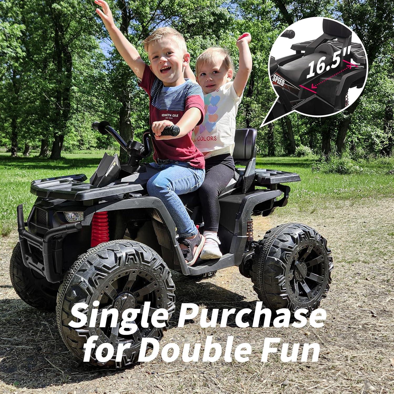 Black 24V Dual Motor Kids ATV with LED Lights