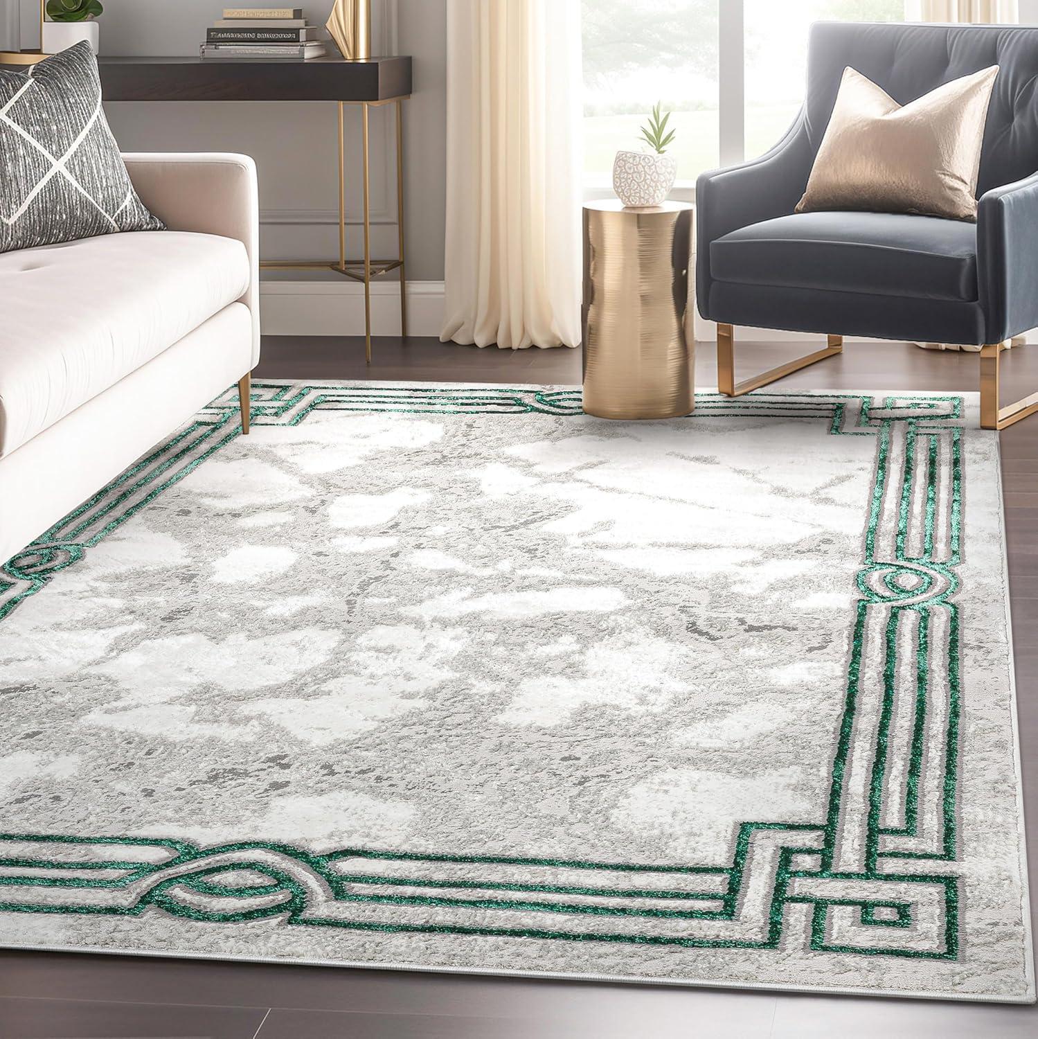 Well Woven Fairmont Huntington Modern Abstract Marble Pattern Blue 9'3" x 12'6" Area Rug