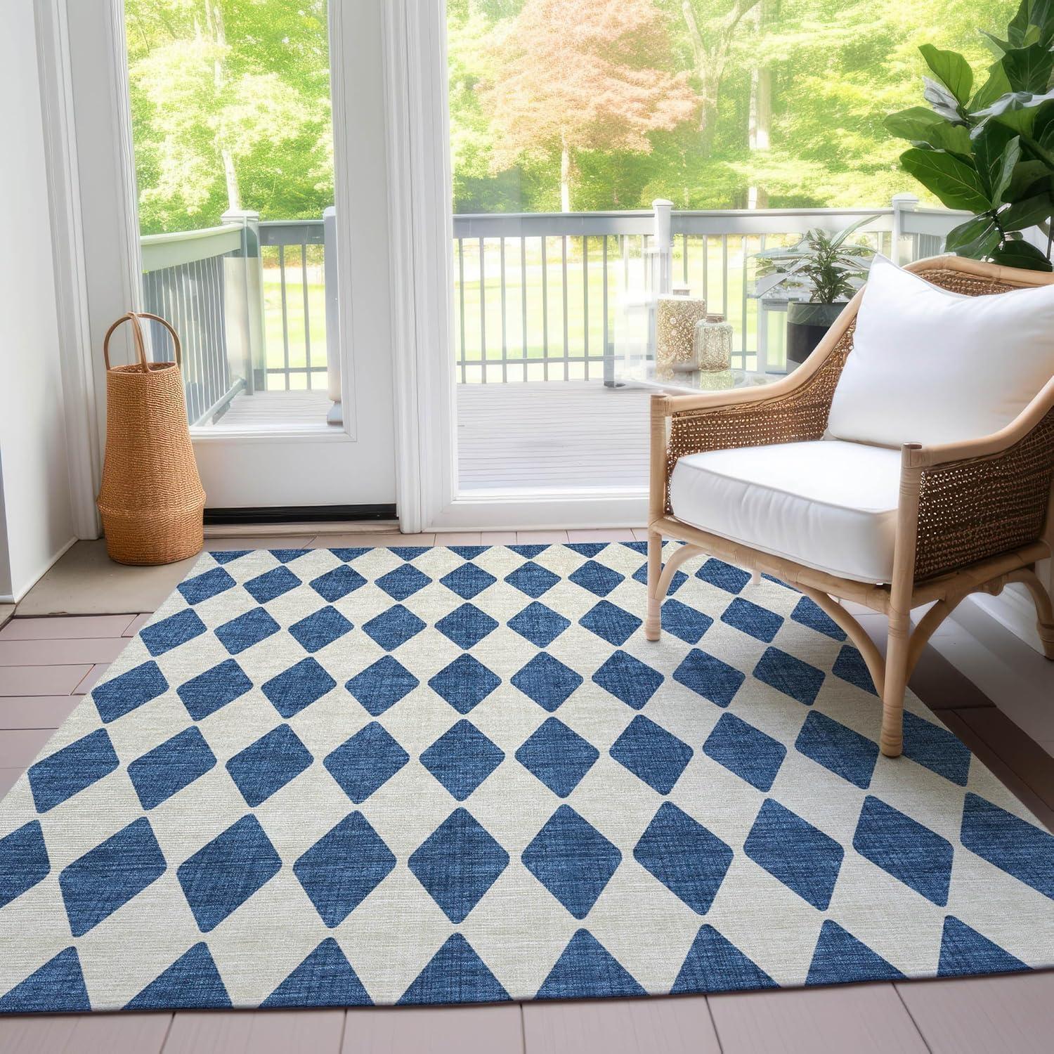Addison Rugs Chantille ACN578 Navy 3' x 5' Indoor Outdoor Area Rug, Easy Clean, Machine Washable, Non Shedding, Bedroom, Living Room, Dining Room, Kitchen, Patio Rug