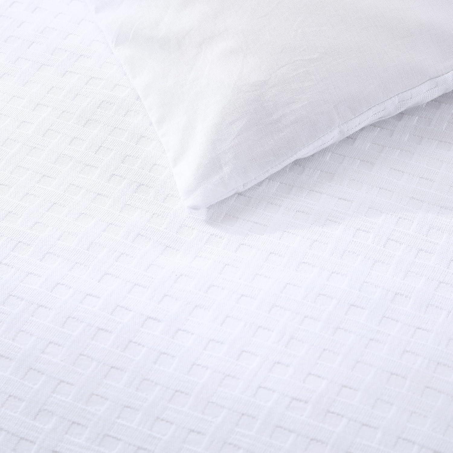 King White Cotton Basketweave Duvet Cover Set