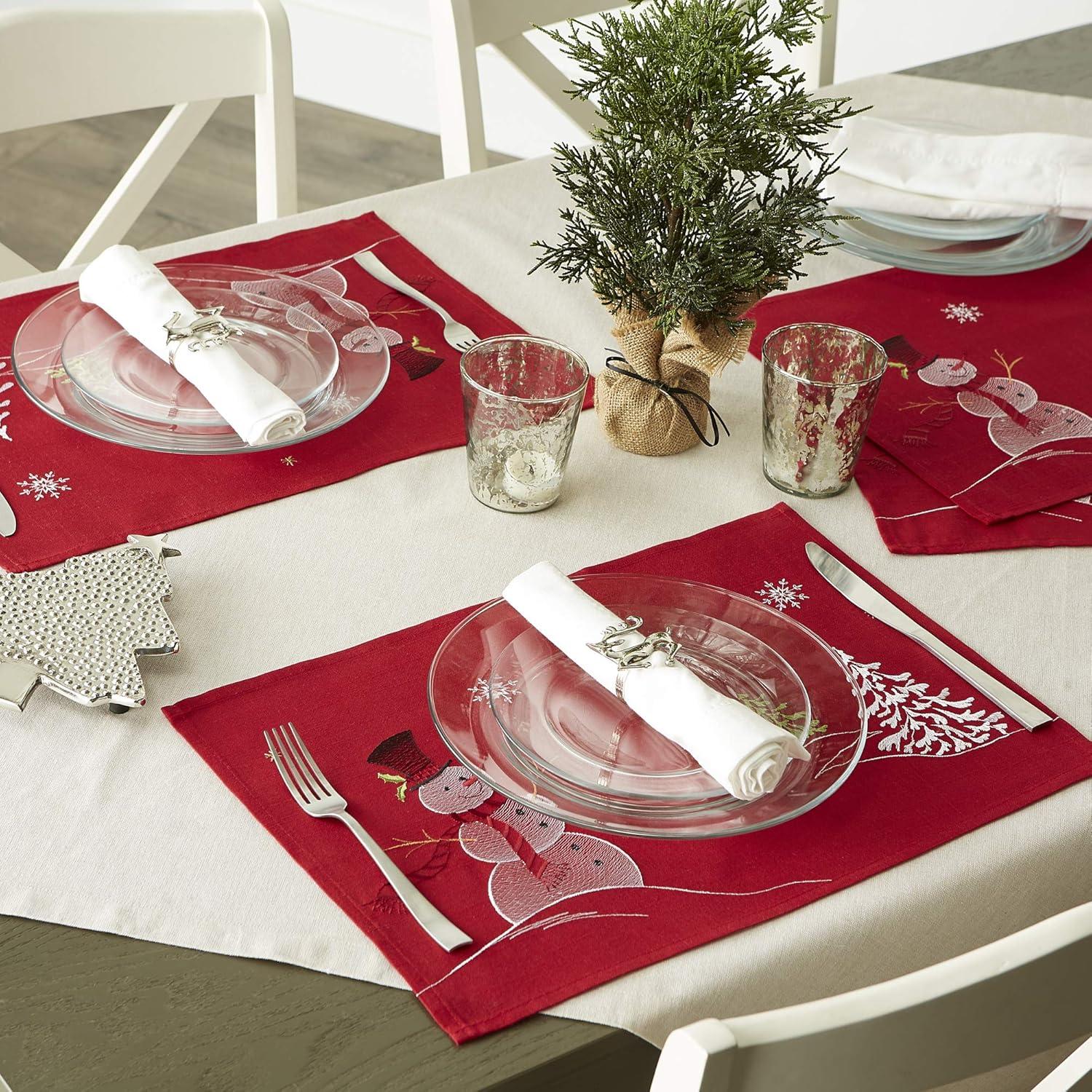 Embroidered Snowman Placemat Set of 4