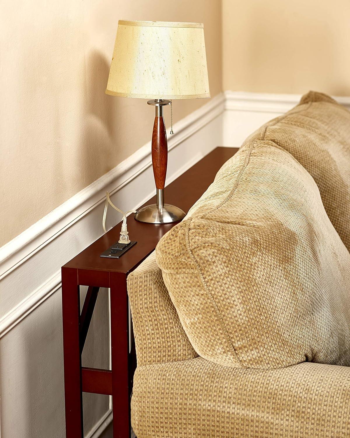 The Lakeside Collection Skinny Sofa Table with Outlet - Walnut