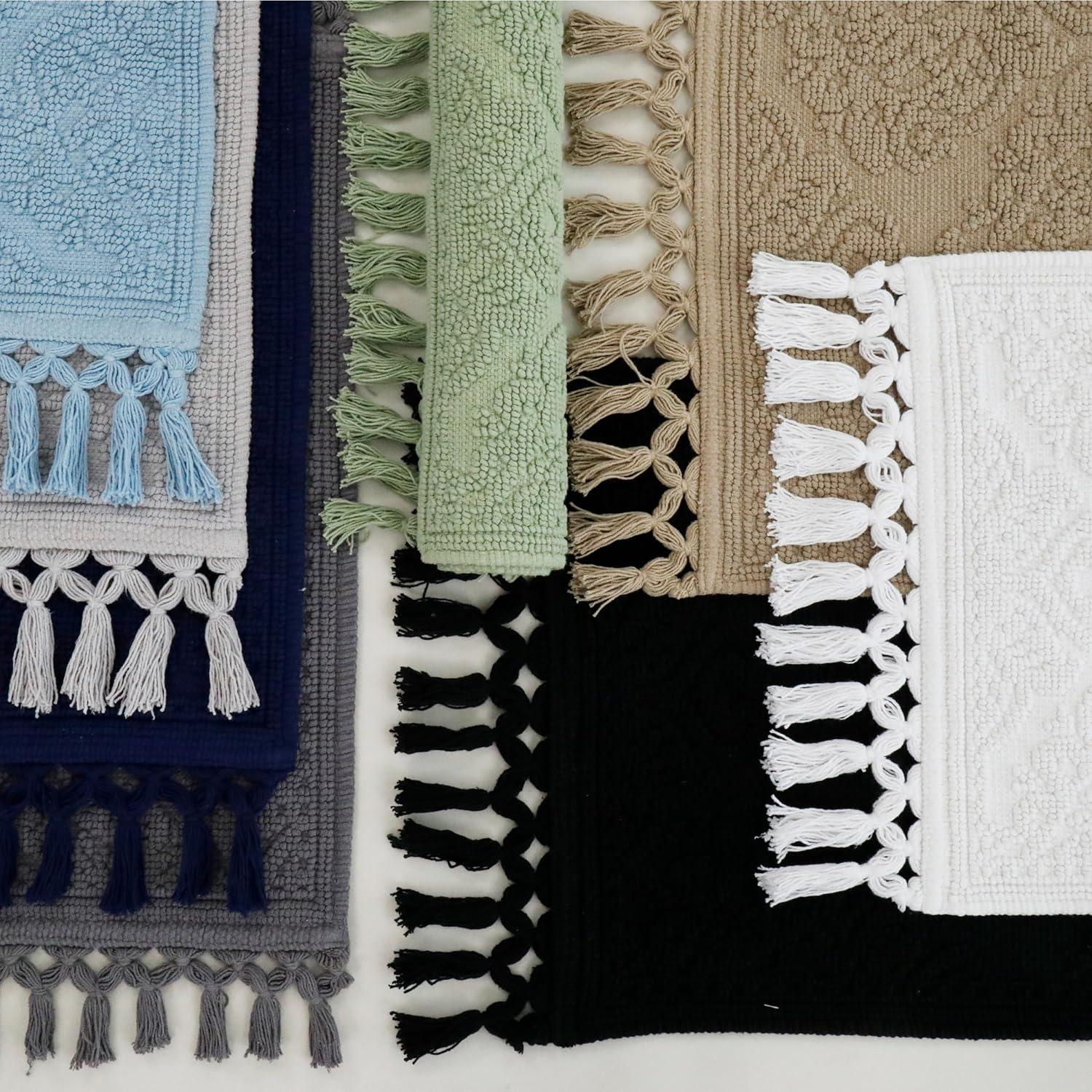 Jean Pierre Ricardo Cotton Fringe 2-Piece Bath Rug Set, Black