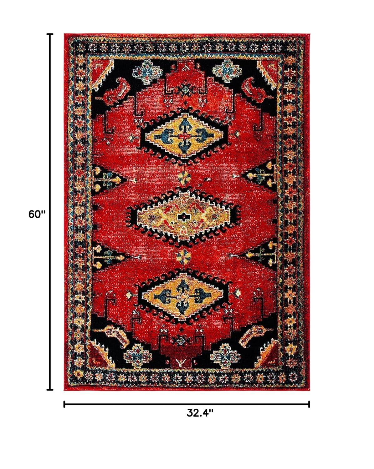 Vintage Hamadan VTH251 Power Loomed Accent Rug - Red/Black - 2'7"x5' - Safavieh.