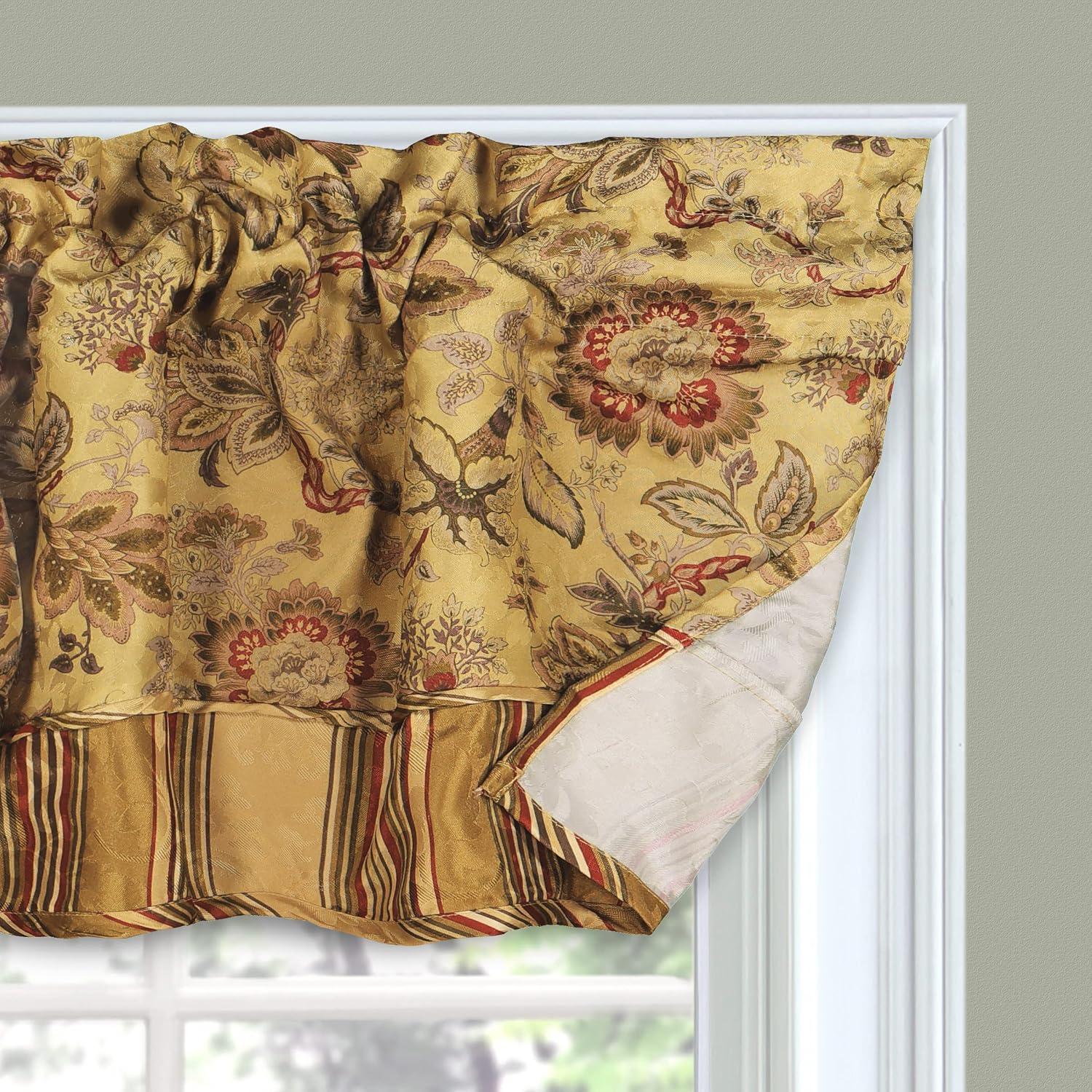 Waverly Traditional Floral Rod Pocket Semi-Sheer Valance, 52" x 18