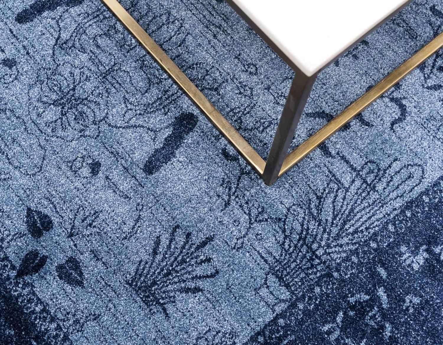 Unique Loom La Jolla Collection Area Rug - Floral (8' x 11' Rectangle Blue/Navy Blue)
