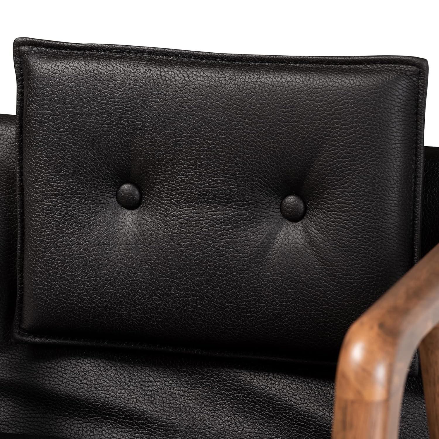 2pc Marcena Imitation Leather Dining Chair Set with Sloping Armrests - Baxton Studio