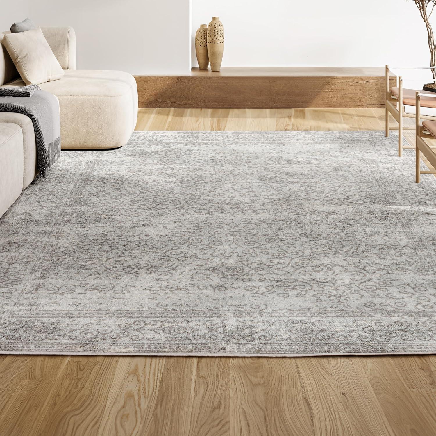3'x5' Ferro Filigree Charcoal Black and White Area Rug, Gray/Dark Gray - JONATHAN Y