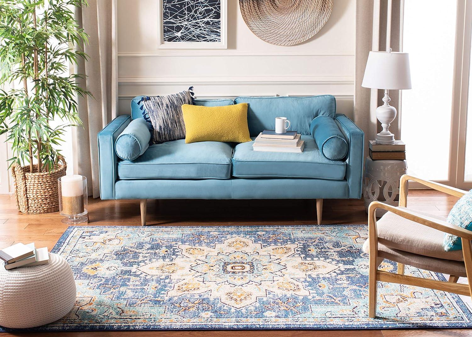 Madison MAD473 Power Loomed Indoor Accent Rug - Blue/Light Blue - 3'x3' - Safavieh