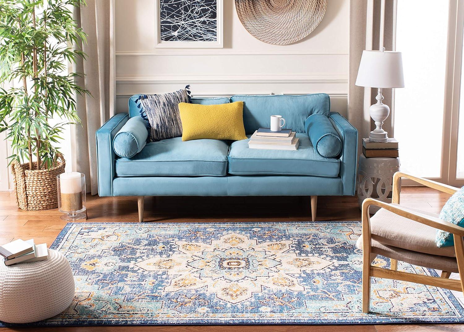 Madison MAD473 Power Loomed Indoor Accent Rug - Blue/Light Blue - 3'x3' - Safavieh