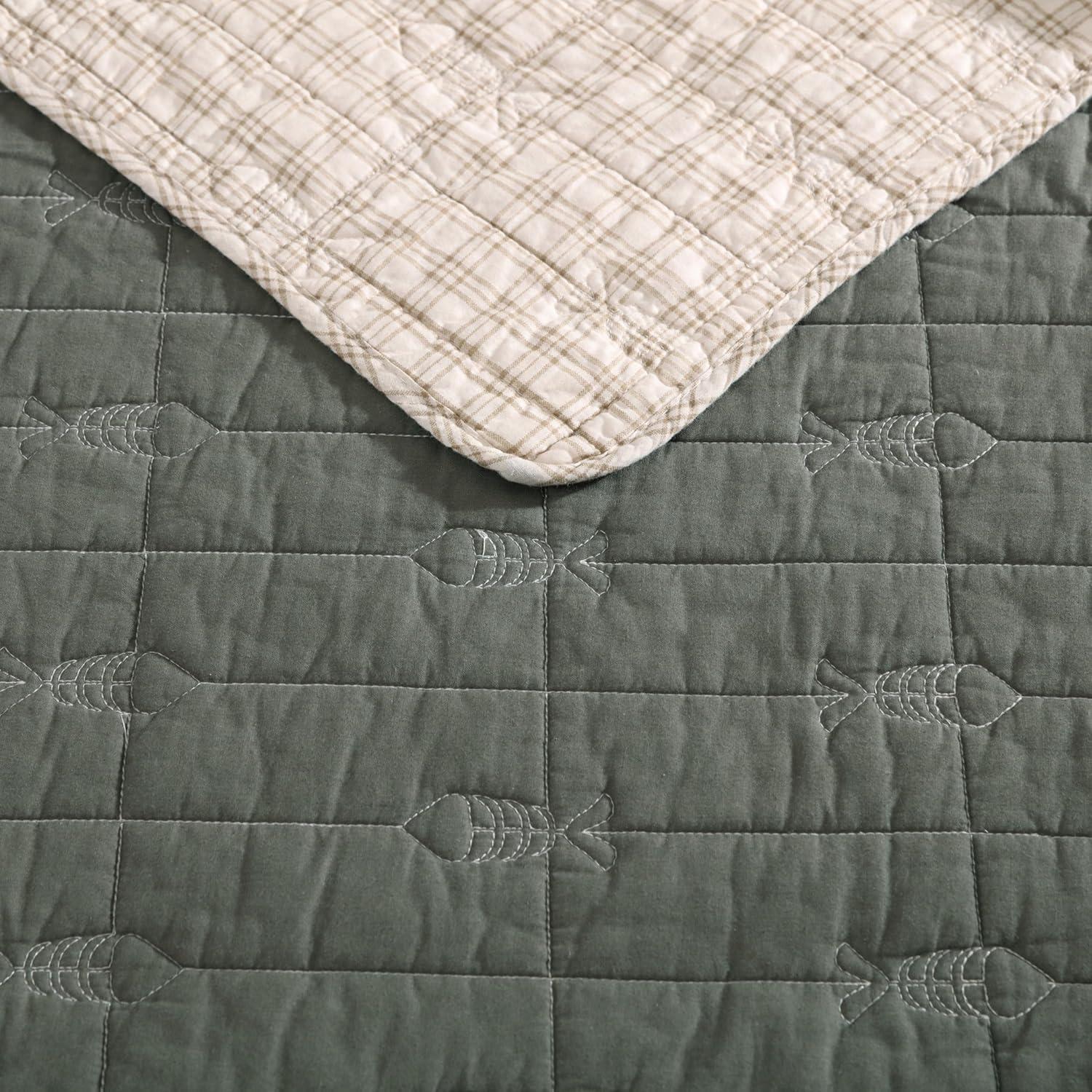 Eddie Bauer Lakehouse Eddie Bauer Green Cotton Reversible Quilt Set