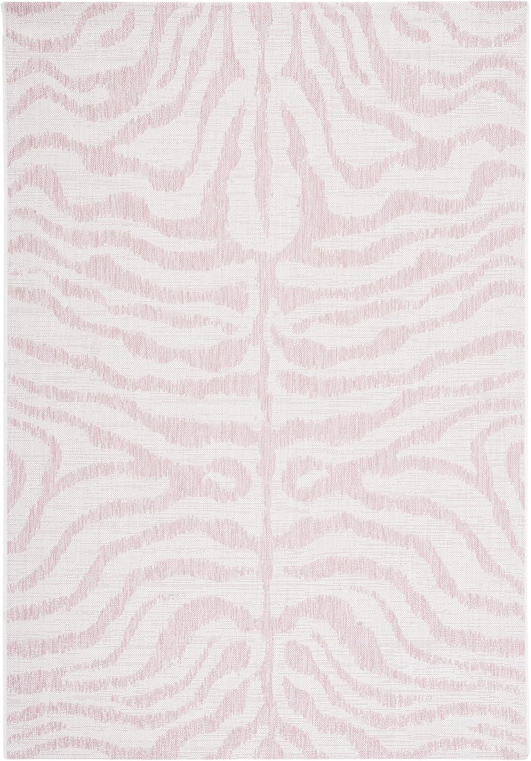 Ivory and Pink 8' x 10' Stain-Resistant Indoor/Outdoor Rug