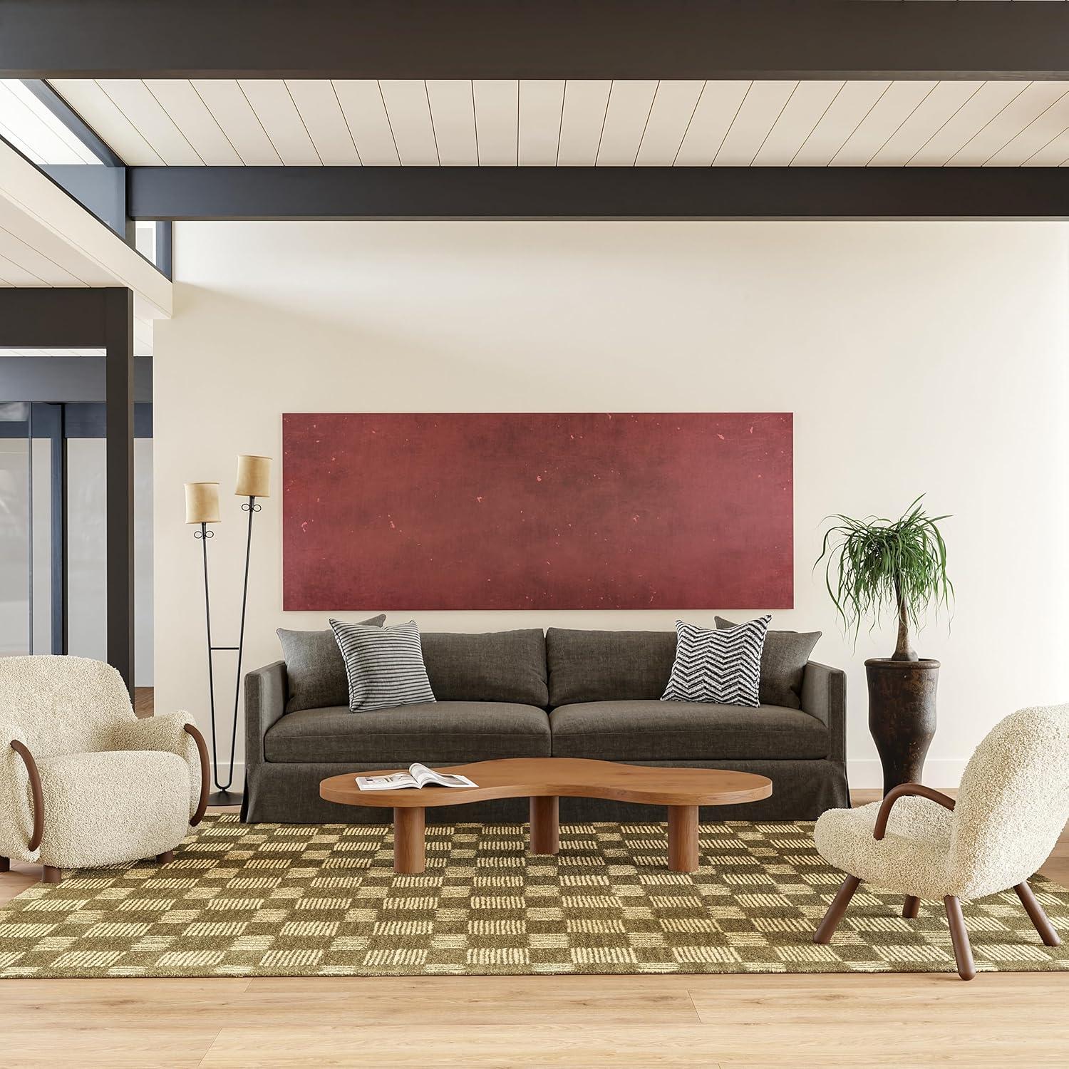 Nuloom Quince Checkered Wool Area Rug, 6' x 9', Olive
