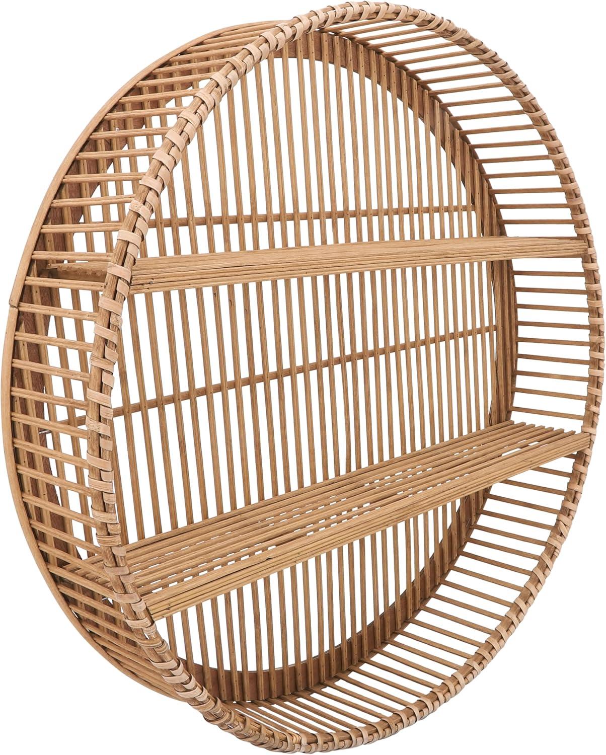 5"Wx31" Diameter, Bamboo Wall Shelf, Natural Finish, Rustic and Decorative Storage Solution for Bedroom, Bathroom,