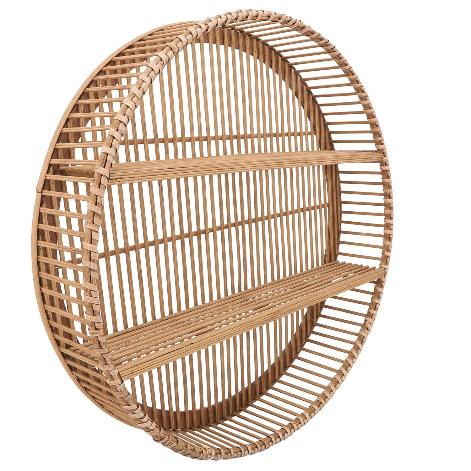 5"Wx31" Diameter, Bamboo Wall Shelf, Natural Finish, Rustic and Decorative Storage Solution for Bedroom, Bathroom,