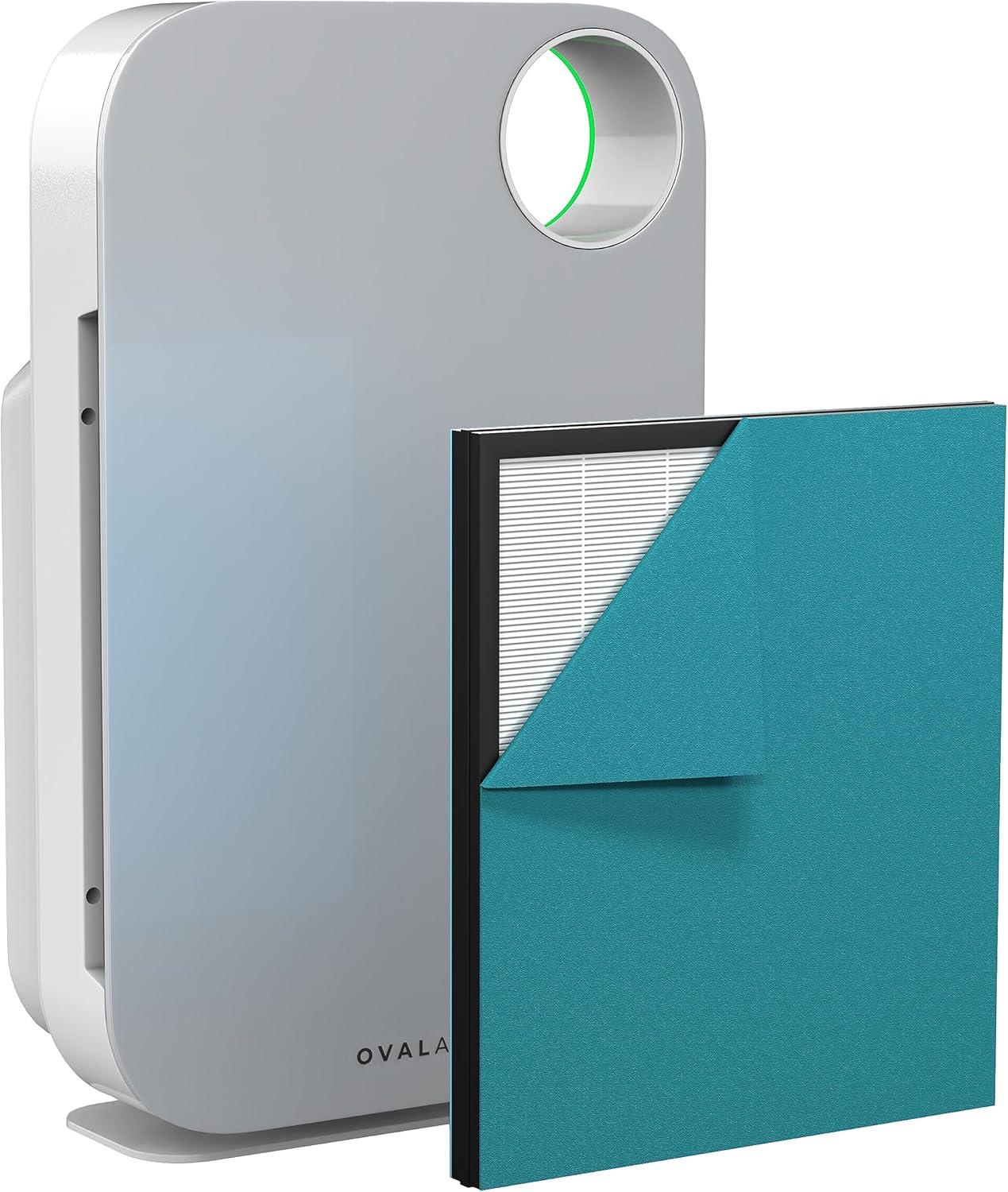 OVAL AIR OVAL AIR 3-Stage H13 True HEPA 5-in-1 Air Purifier reduces Allergies, Asthma, Pets, Odor, Smoke