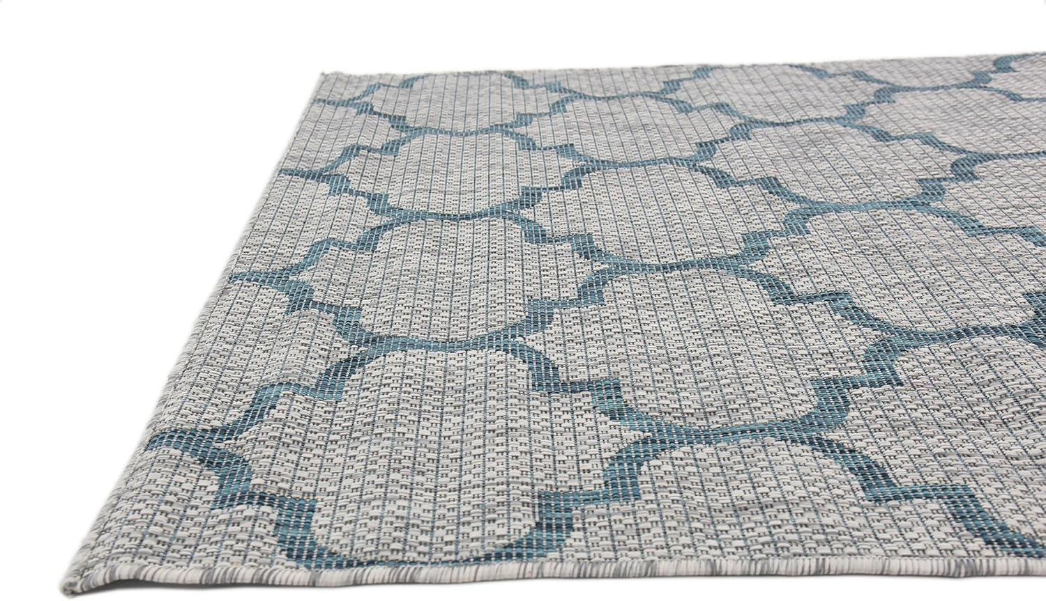 Unique Loom 4' 1 x 6' 1 Rectangle Indoor/Outdoor Trellis Gray Area Rug