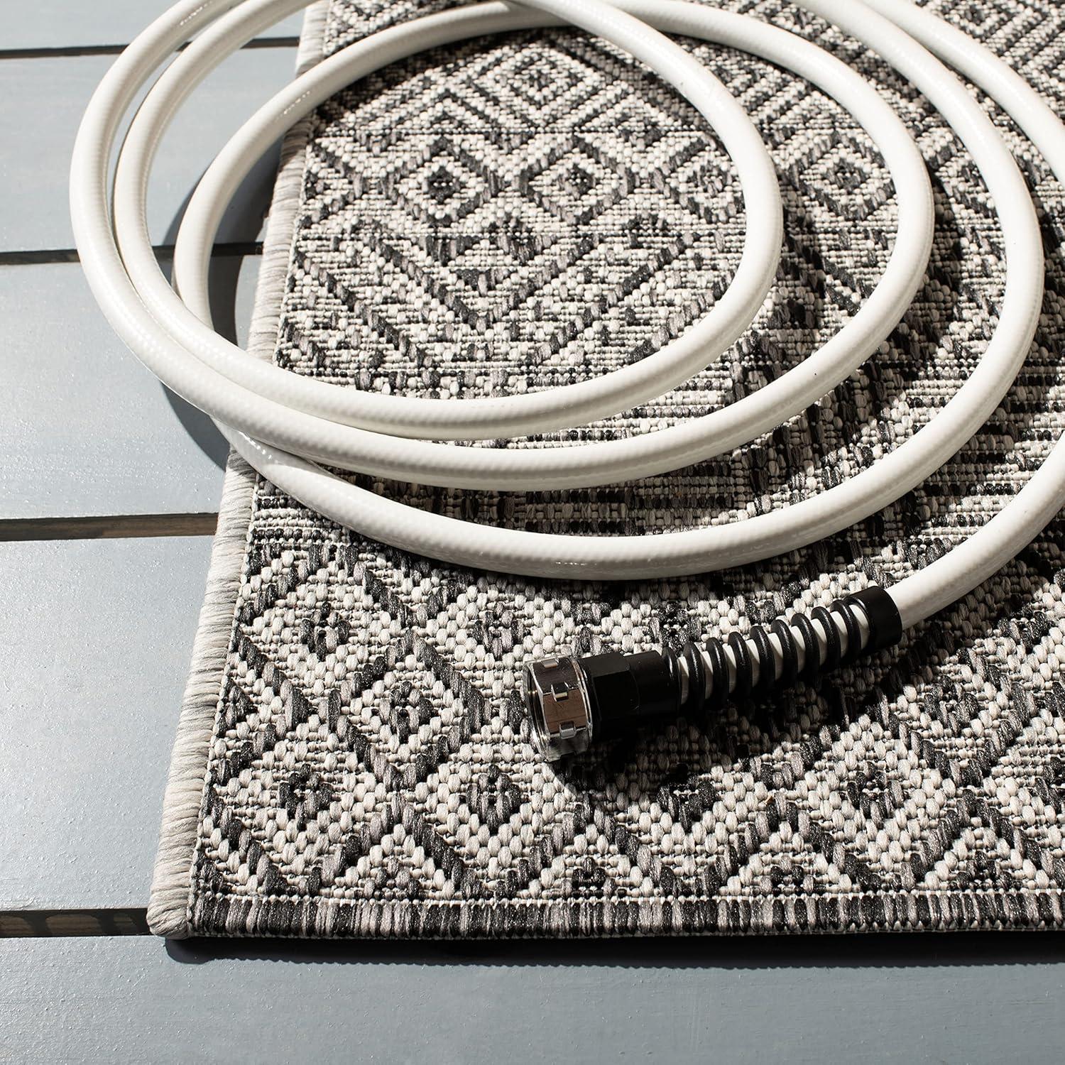 Courtyard CY8235 Power Loomed Indoor and Outdoor Accent Rug - Grey/Black - 2'x3'7" - Safavieh