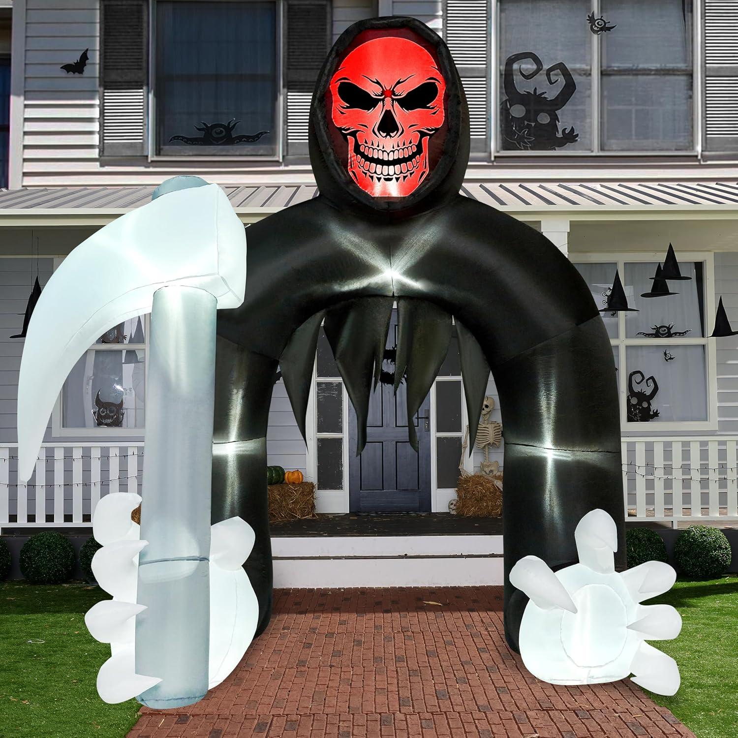 SYNCFUN 10 FT Halloween Inflatable Decoration, Giant Grim Reaper Archway with LEDs for Halloween Outdoor Decorations, Yard Garden Lawn Party Decor