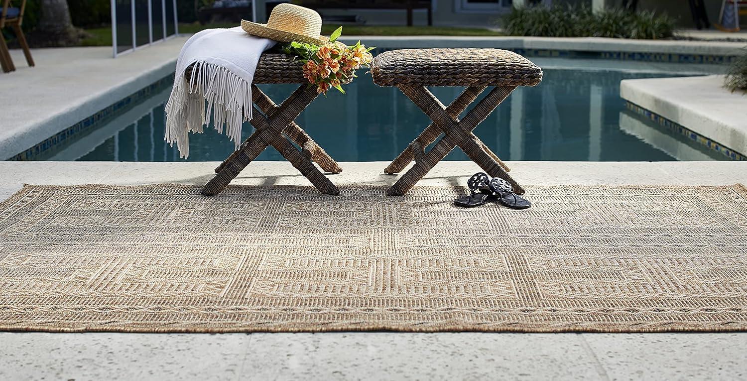 Momeni Hampton Gian Machine Loomed Indoor/Outdoor Rug Natural