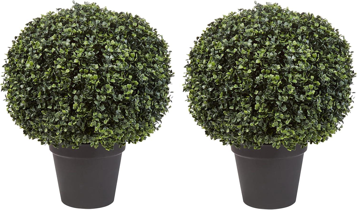 Pure Garden Set of Two 21-Inch Indoor/Outdoor Artificial Boxwood Plants
