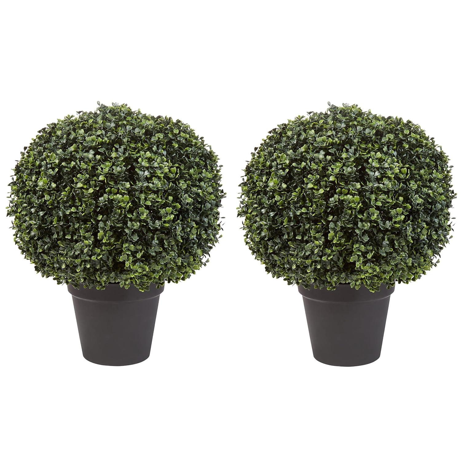 Pure Garden Set of Two 21-Inch Indoor/Outdoor Artificial Boxwood Plants