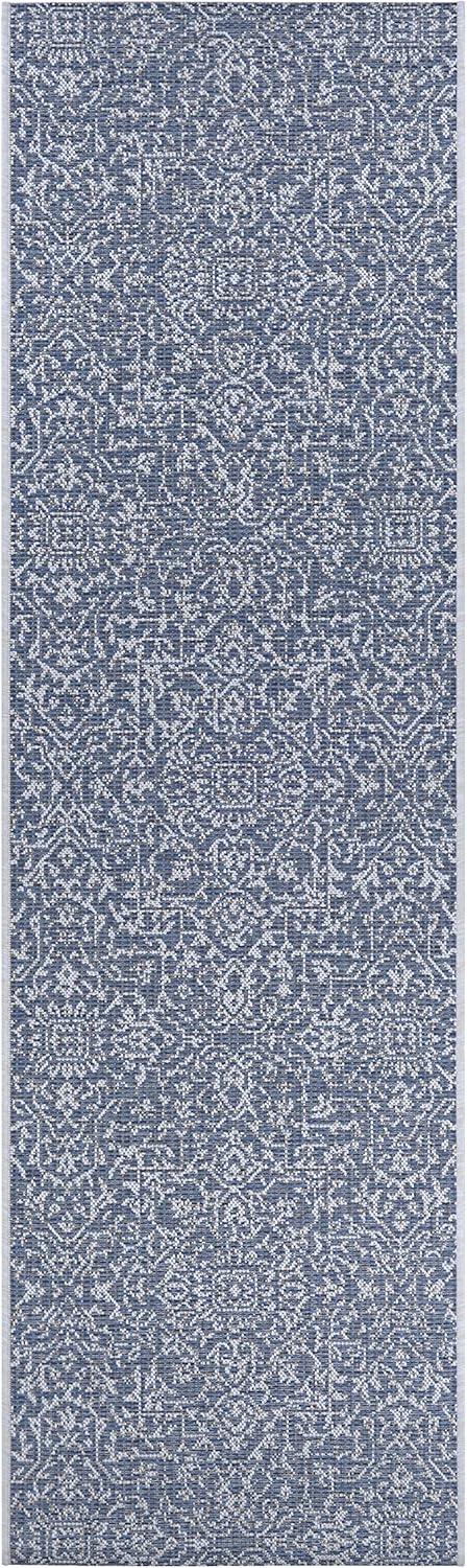 Couristan Monte Carlo Palmette Indoor/Outdoor Area Rug, 2'3" x 7'10" Runner, Navy-Ivory