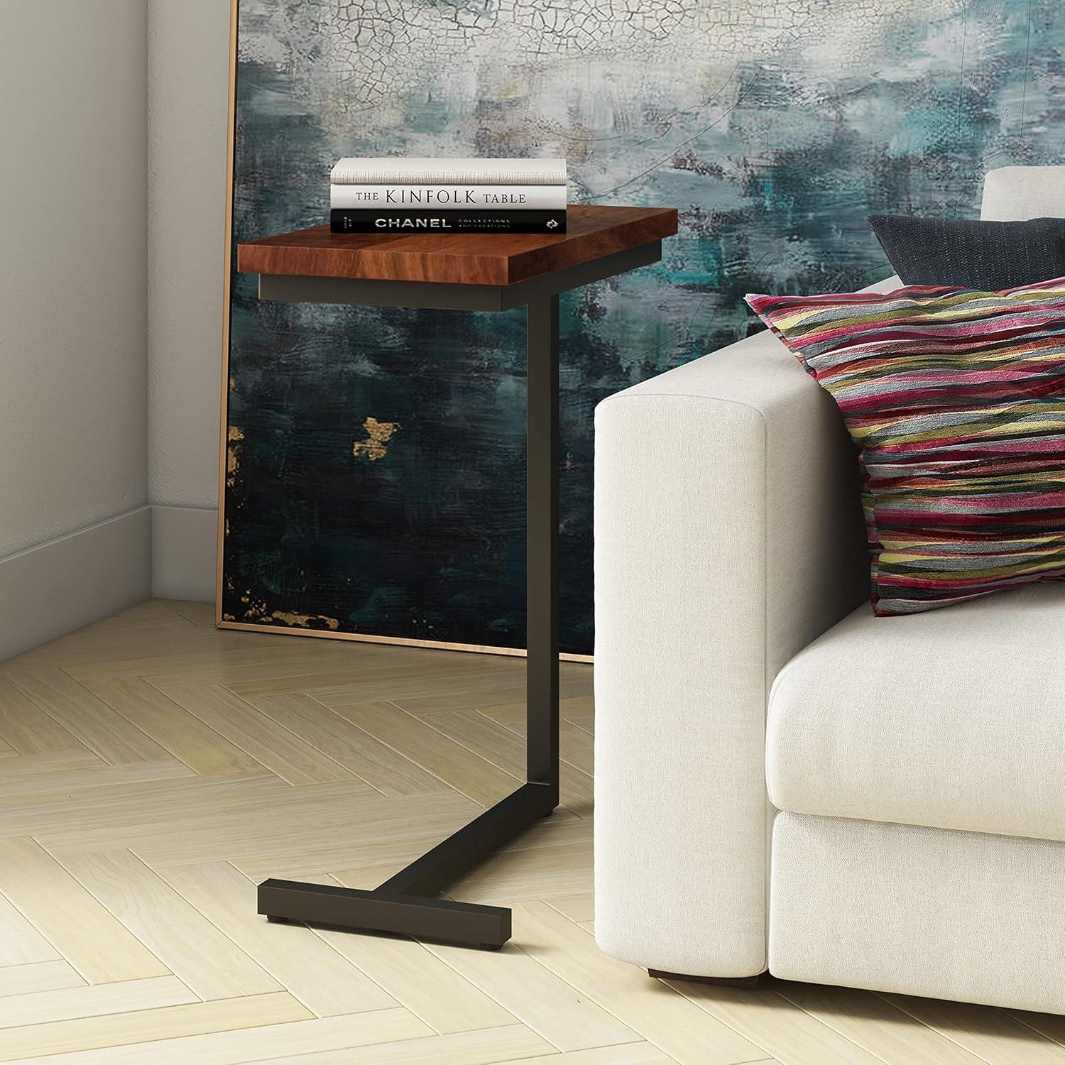 Gowan Mango Wood and Black Metal C-Shape Side Table