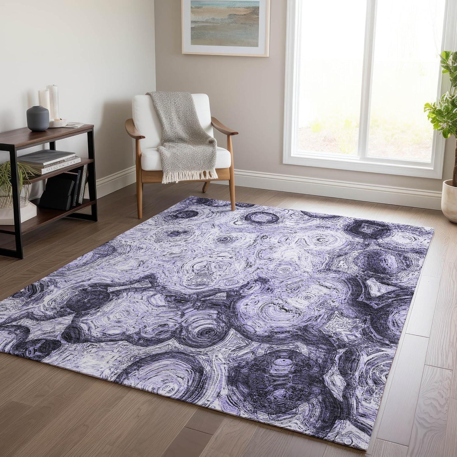 Purple Synthetic Flat Woven Rectangular 9' x 12' Area Rug