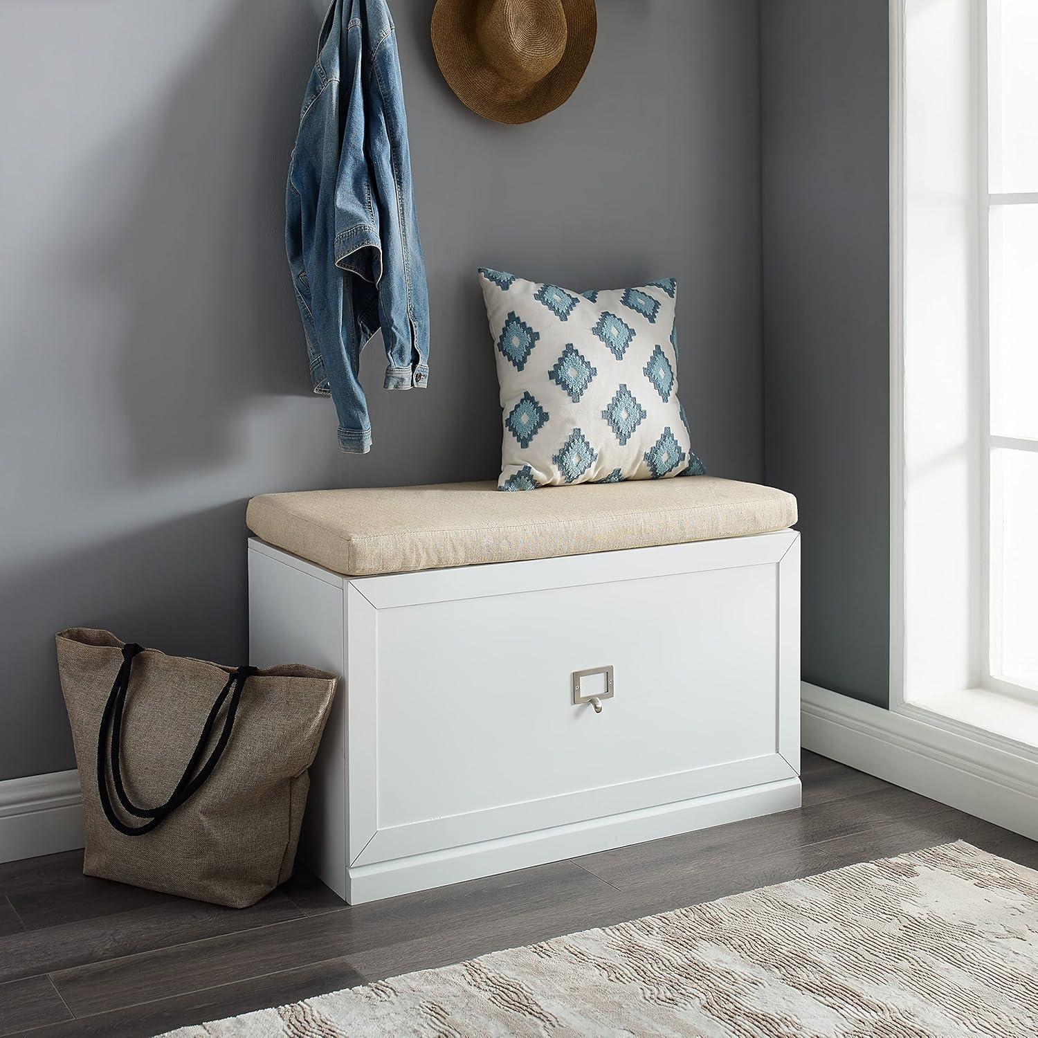 Crestshire Linen Blend Upholstered Storage Bench