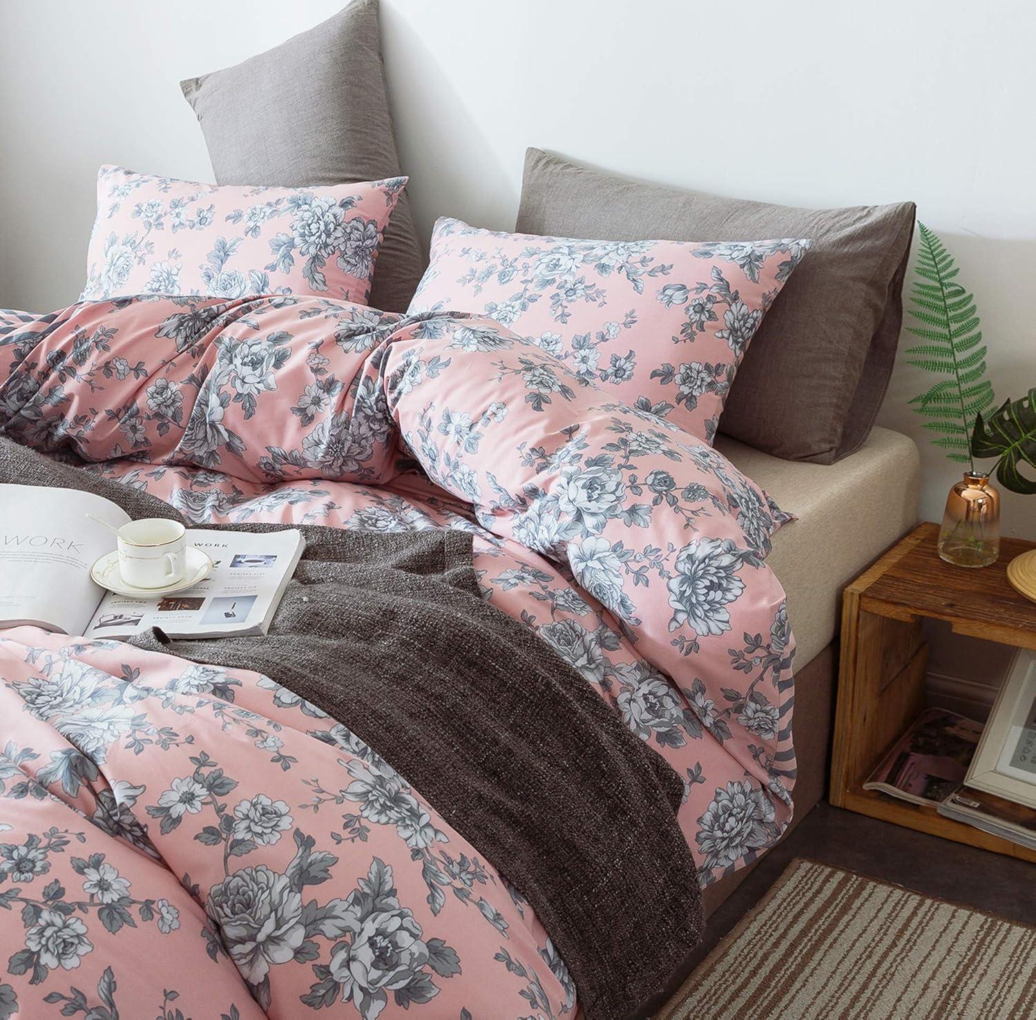 ANNA.Z HOME & DESIGN 3Pc Reversible Cotton Duvet Cover Set. 100% Cotton Percale Fabric. Pre-Washed Soft. Machine Washable.