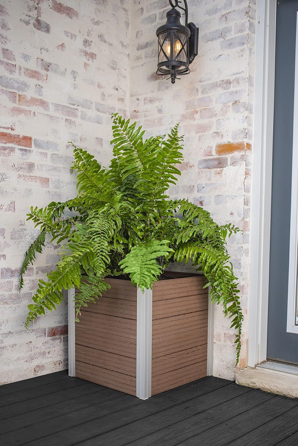 Urbana 22" Espresso Brown Embossed Vinyl Cube Planter