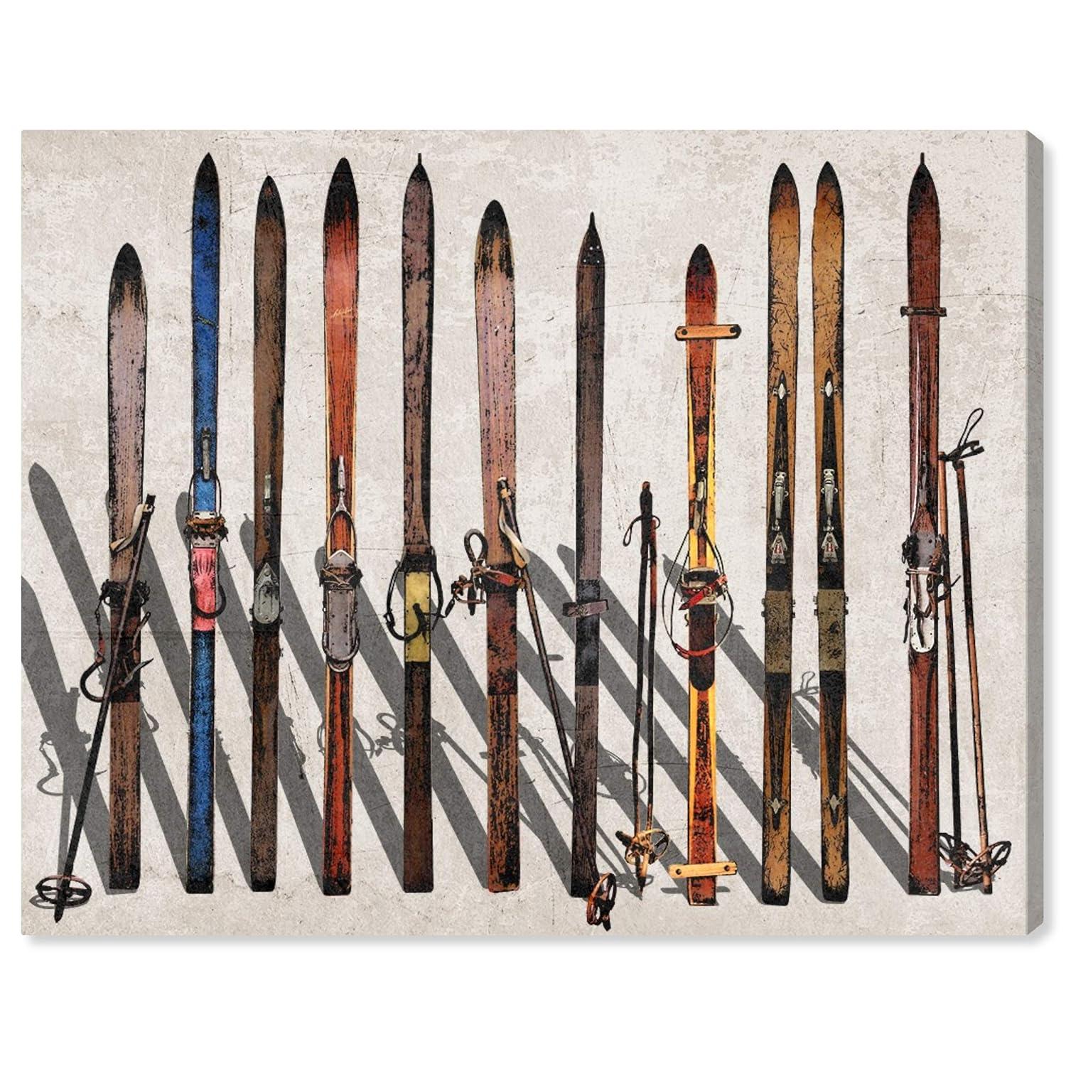 Art Remedy " Sports And Teams Vintage Skis, Modern & Contemporary Brown " by Oliver Gal