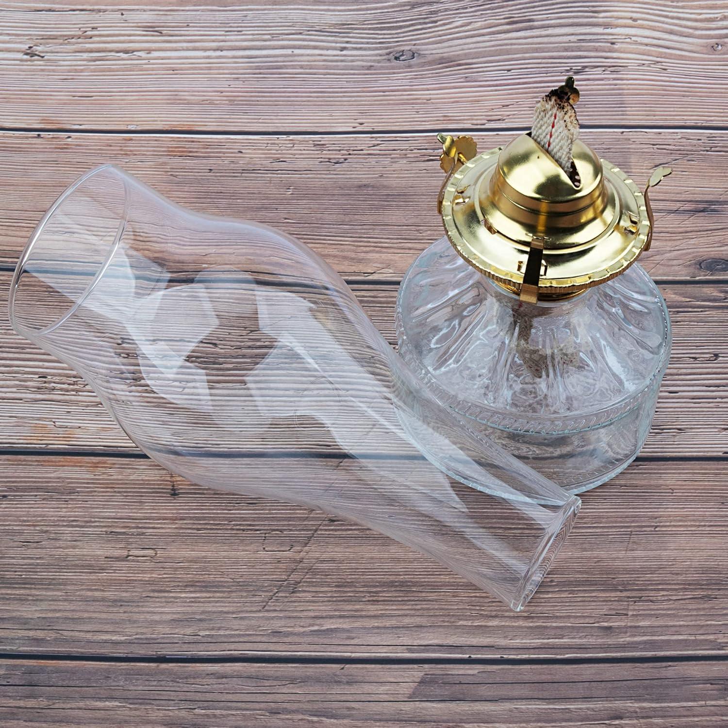 Oil Lamp Chimney Hurricane Lamp Glass Replacement Clear 3 Inch Base for Kerosene Lamp Shade(Flat Style 1P)