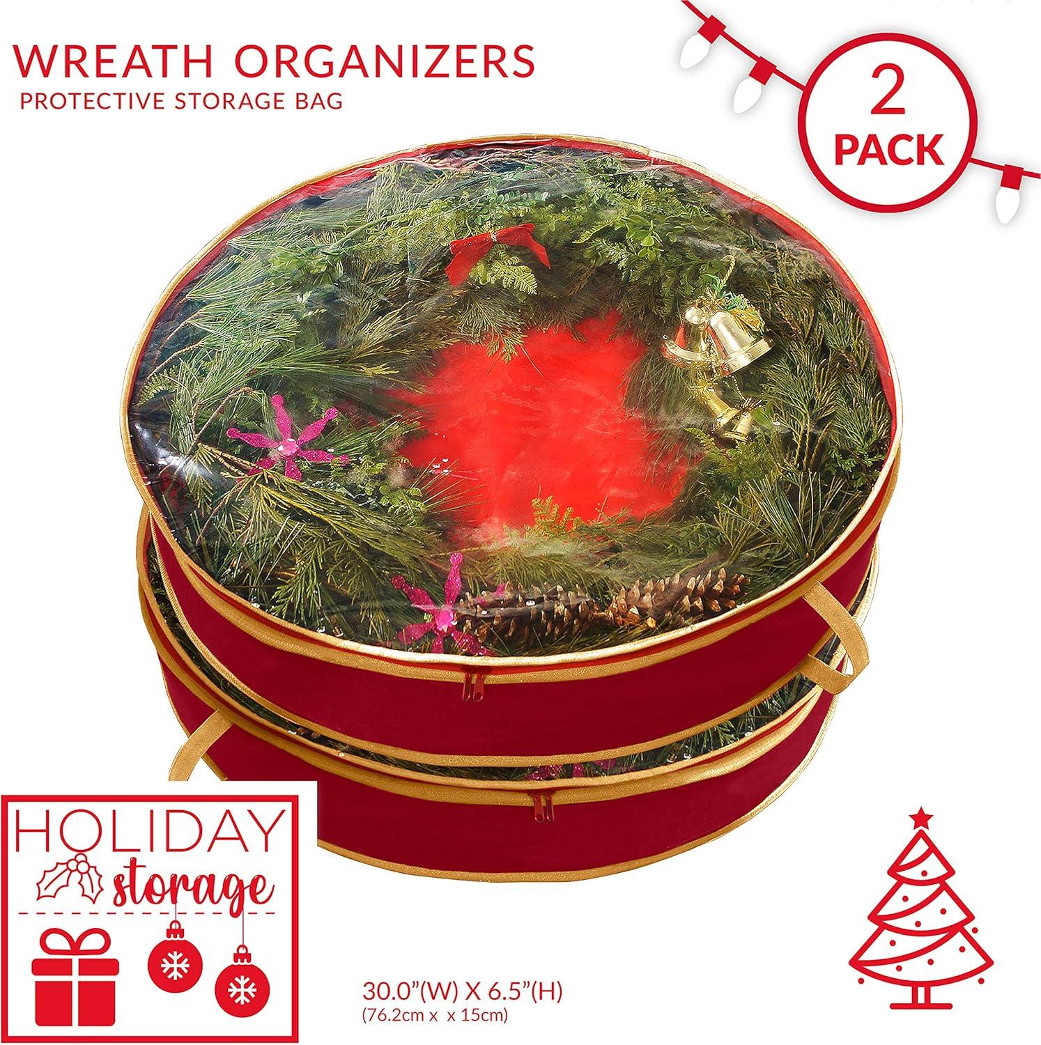 Simplify 2 Pack 30 Inch Christmas Holiday Wreath Bag in Red