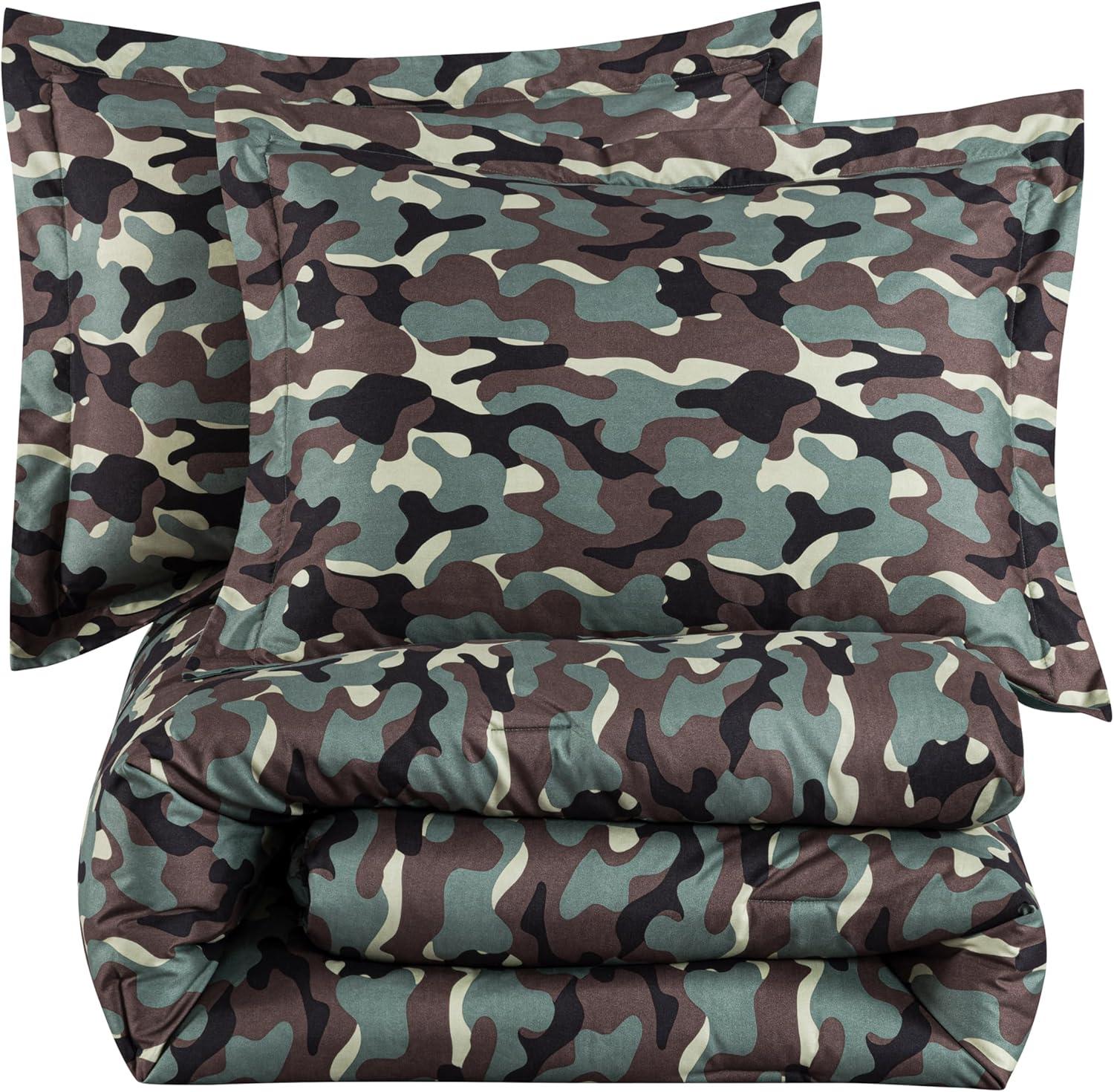 OLO Camouflage Printed Microfiber Reversible 3 Piece Comforter Set