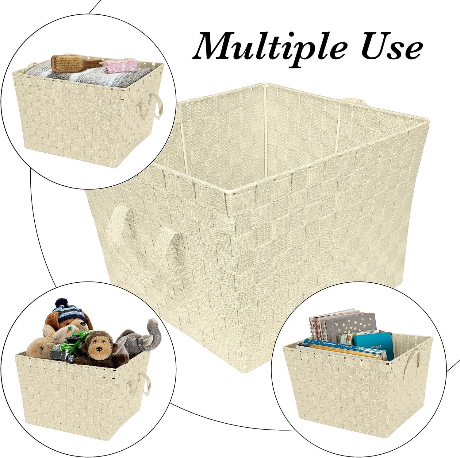 Simplify Large Woven Fabric Storage Basket in Black