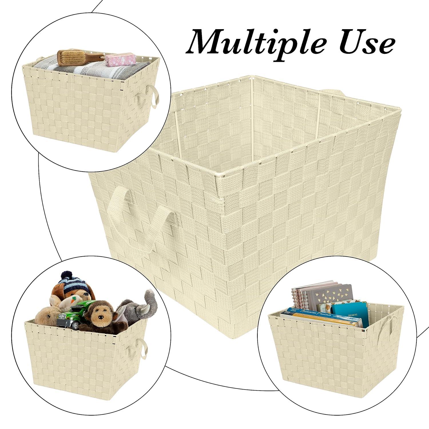 Simplify Large Woven Fabric Storage Basket in Black