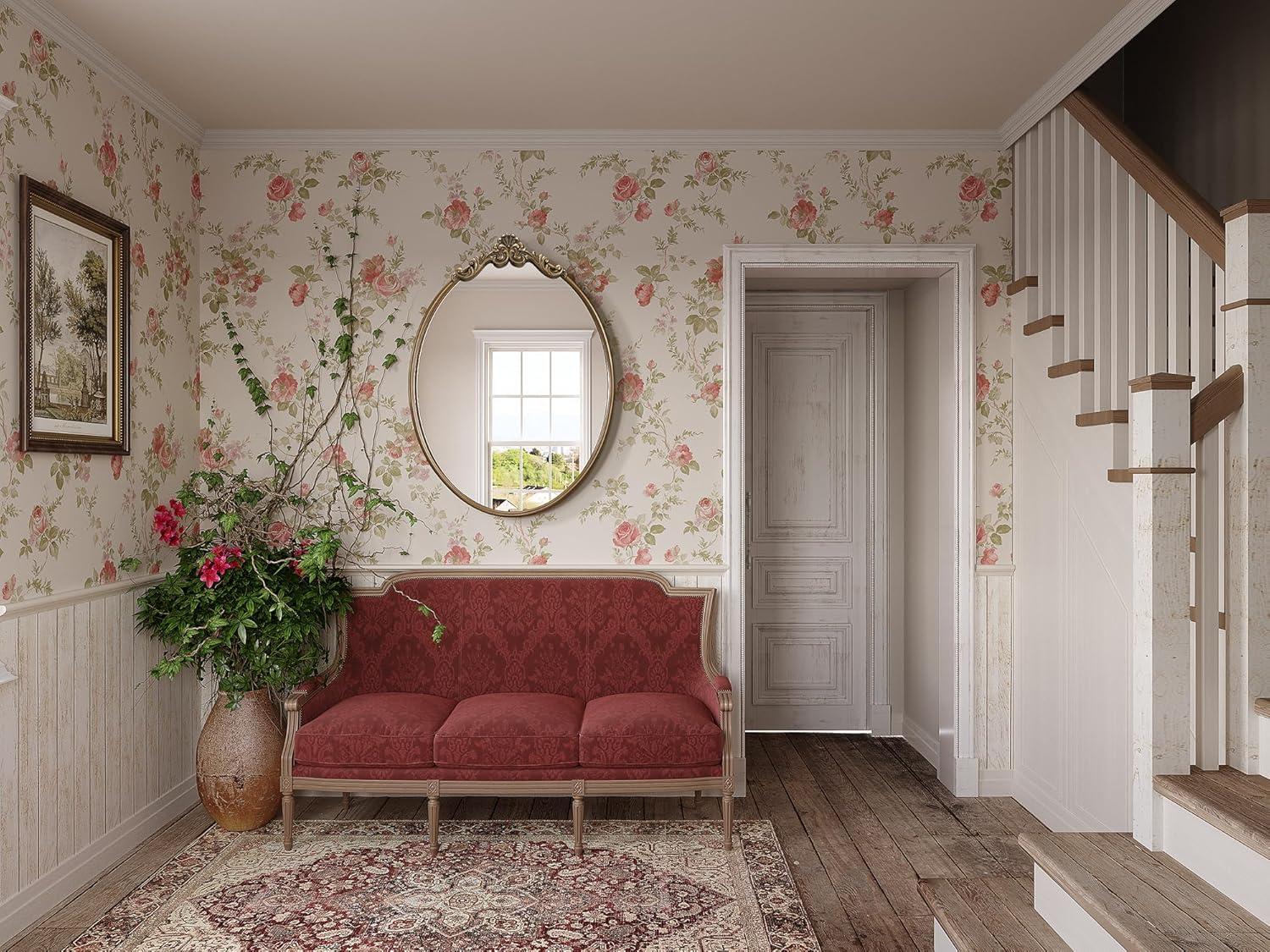 Kate & Laurel All Things Decor 24"x36" Arendahl Traditional Vertical Oval Wall Mirror Antique Gold: Ornate, No Assembly Required