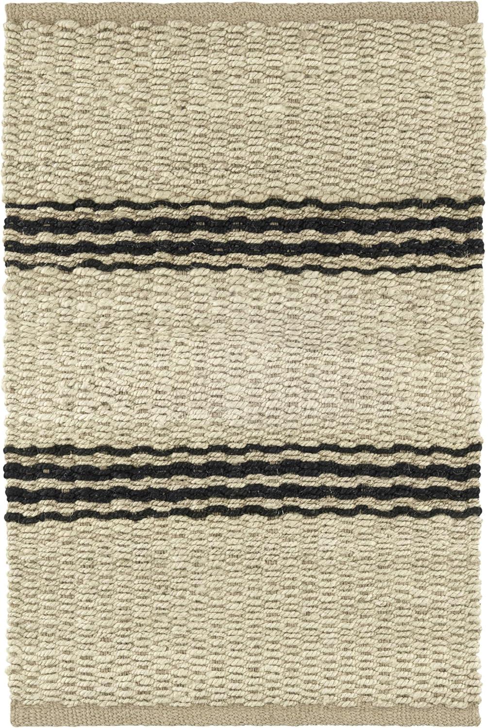 Jute Ticking Black Handwoven Jute Rug