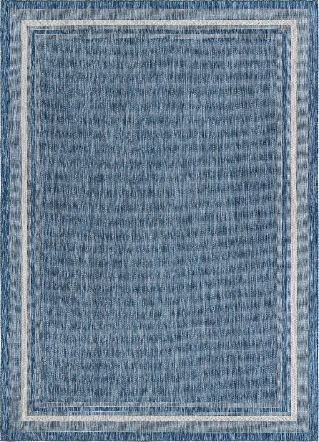 Abstract Blue Synthetic 10' x 14' Easy-Care Outdoor Rug