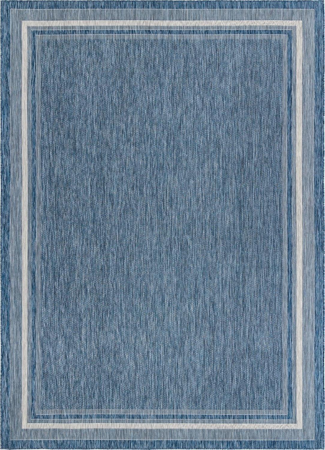 Unique Loom 10' 0 x 14' 0 Rectangle Indoor/Outdoor Border Blue Area Rug