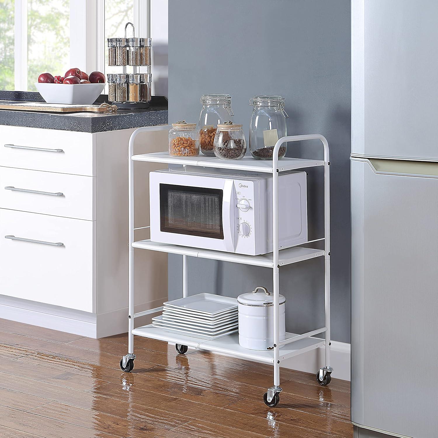 SunnyPoint 3-Tier Wide Rolling Organizer Utility Craft Cart White (YJ-WIDE-W)