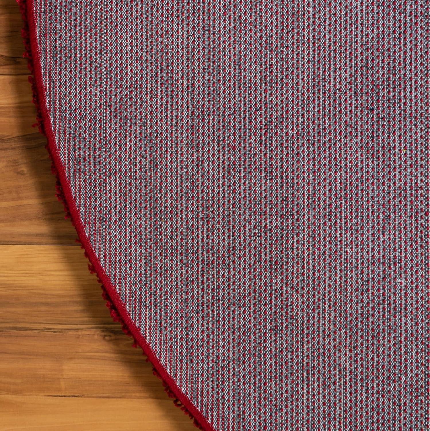 Luxe Cherry Red Round Shag Rug, Stain-Resistant & Washable