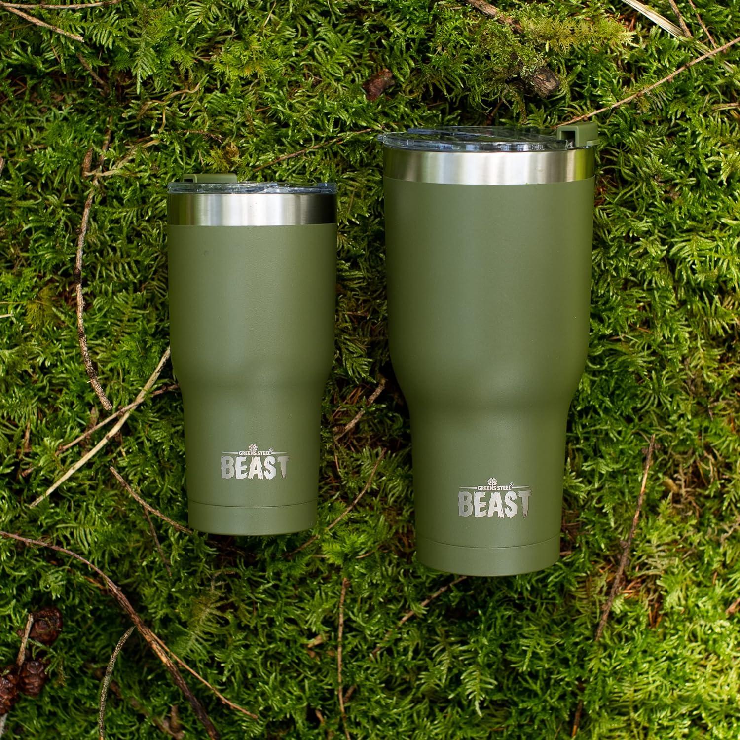 Army Green 20oz Stainless Steel Travel Tumbler with Lid and Straws