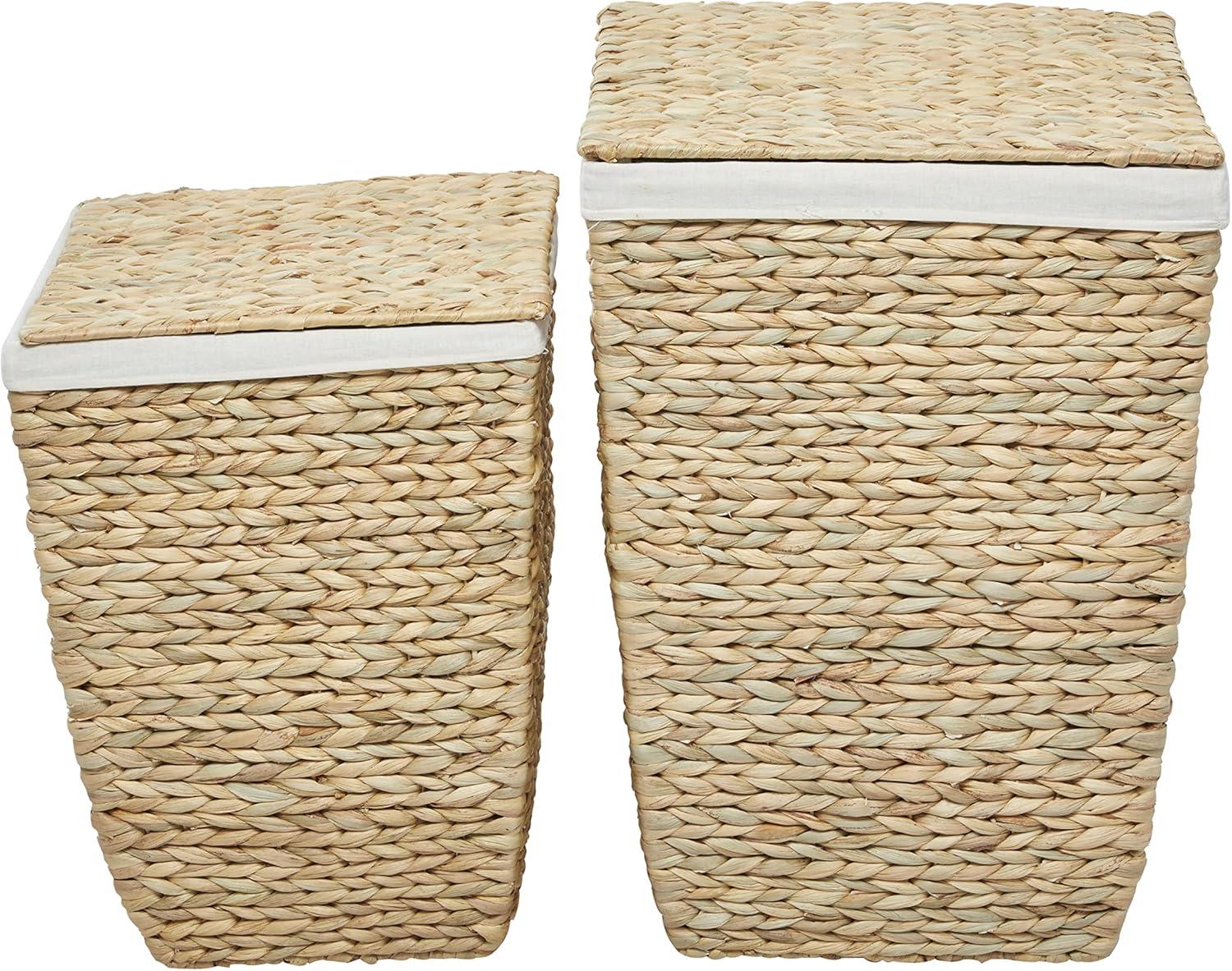 Traditional Seagrass Handwoven Storage Basket Duo, Light Brown