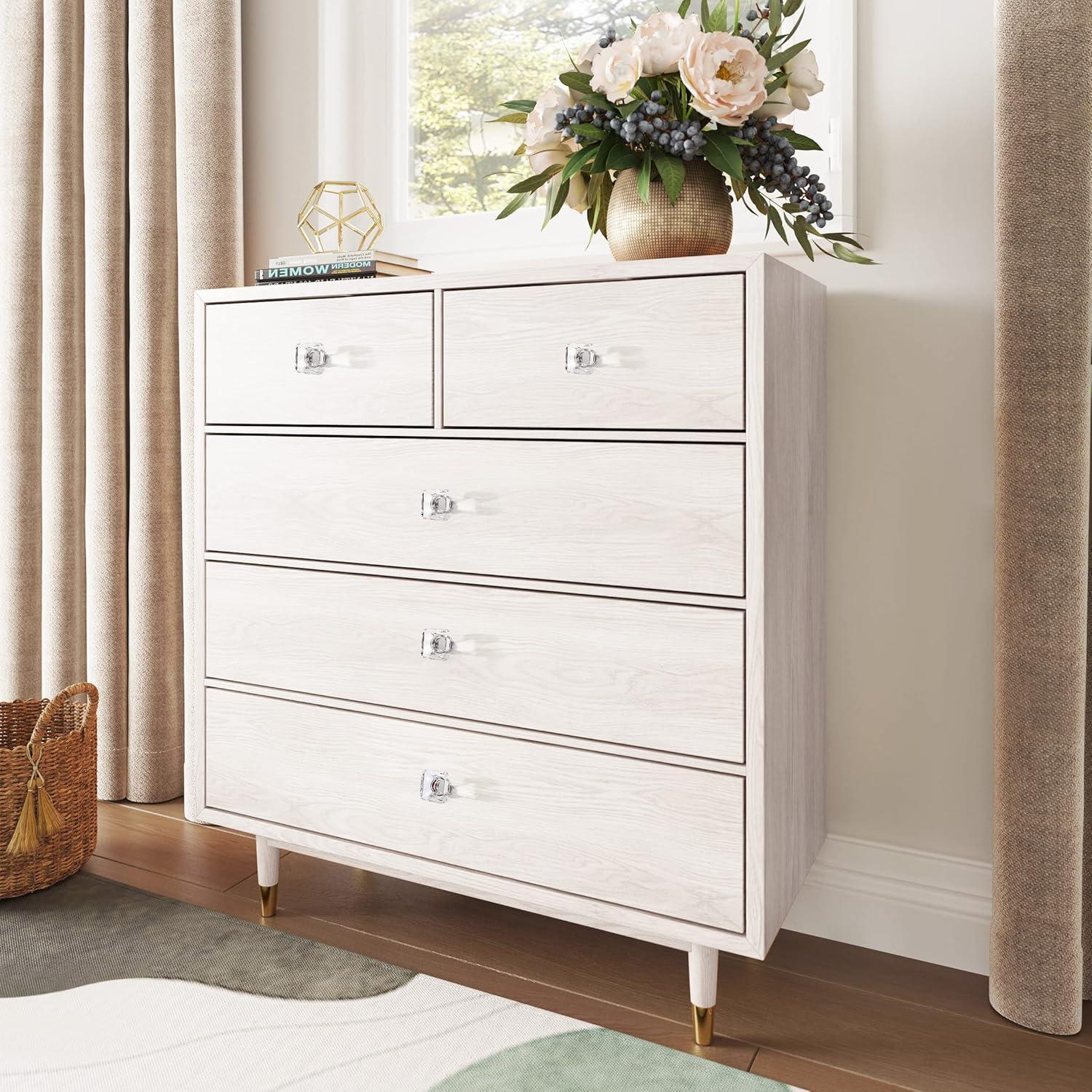 coolnews 4 Pack Crystal Glass Cabinet Knobs, Brushed Nickel Cabinet Knobs and Pulls, Square Knobs for Dresser Drawer