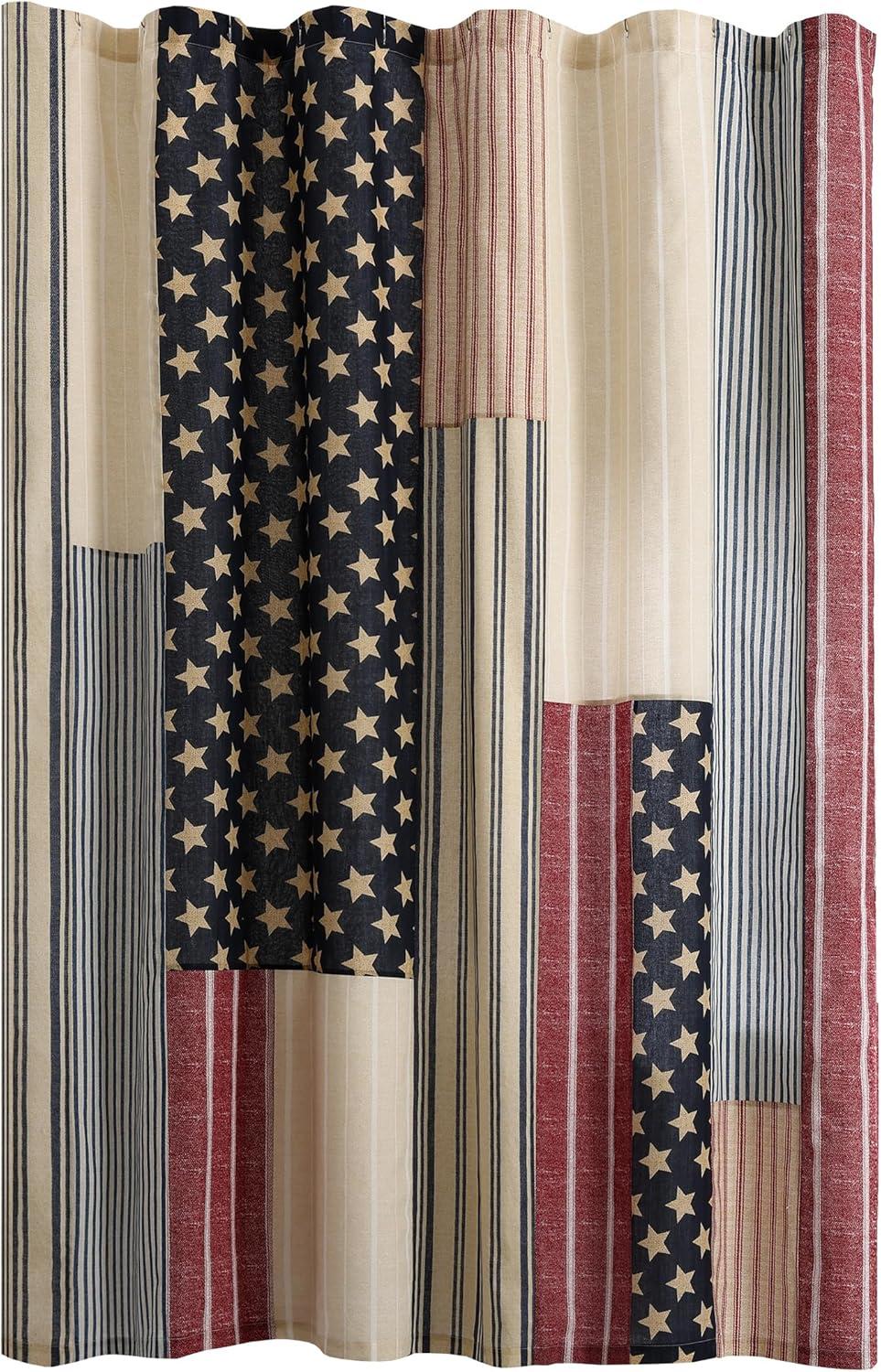 Modern Heirloom Americana Shower Curtain : Microfiber, Machine Washable, Non-Slip Backing